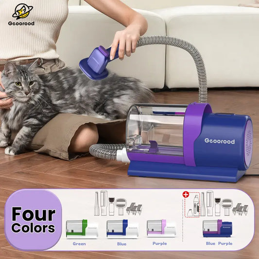 【Geoorood】 Geoorood Dog Grooming All-in-One Kit with Vacuum Brush 2.5L Large Pog, Stainless Steel Blades Lightweight Design 13KPa Suction Force Portable Cleaning Set#backtoschool