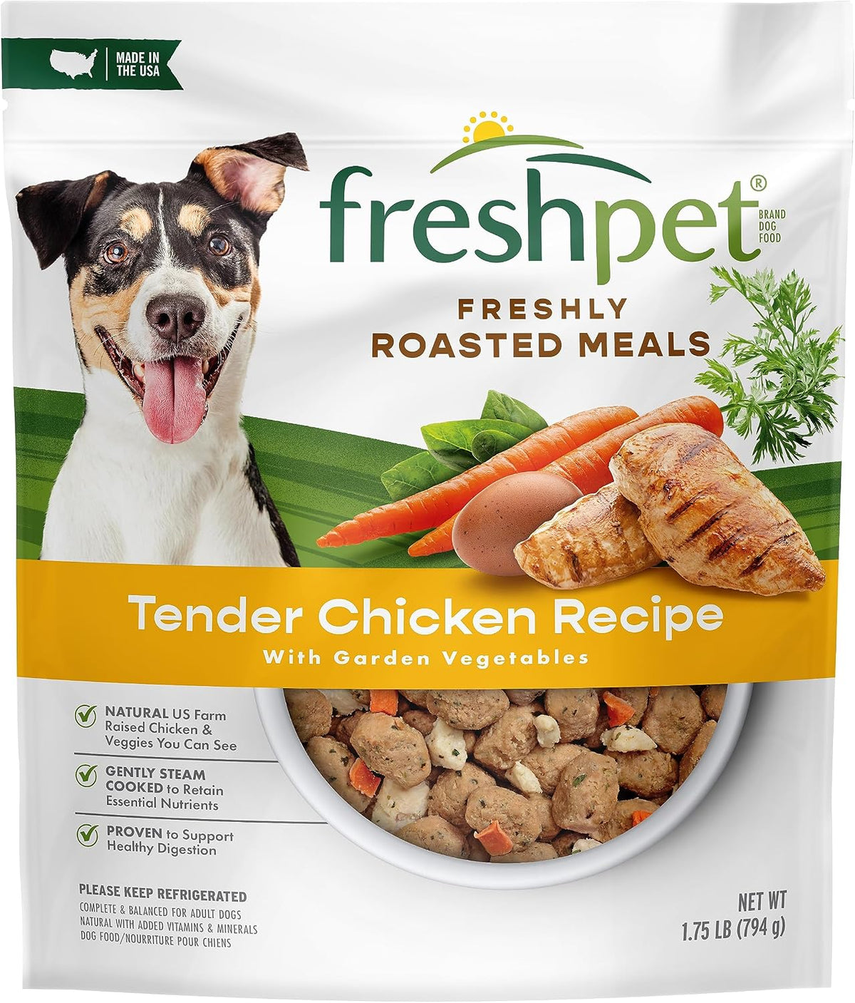 Freshpet Dog Food, Roasted Meals, Tender Chicken Recipe, 1.75 Lb