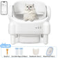 TAYACICY Automatic Cat Litter Box for Cats, Open-Top Self-Cleaning Litter Box with App Remote Control, 16.5" Wide Entry, Double-Layer Detect Dual Safety Tech, 10.5L Sealed Waste Bin, Cream White
